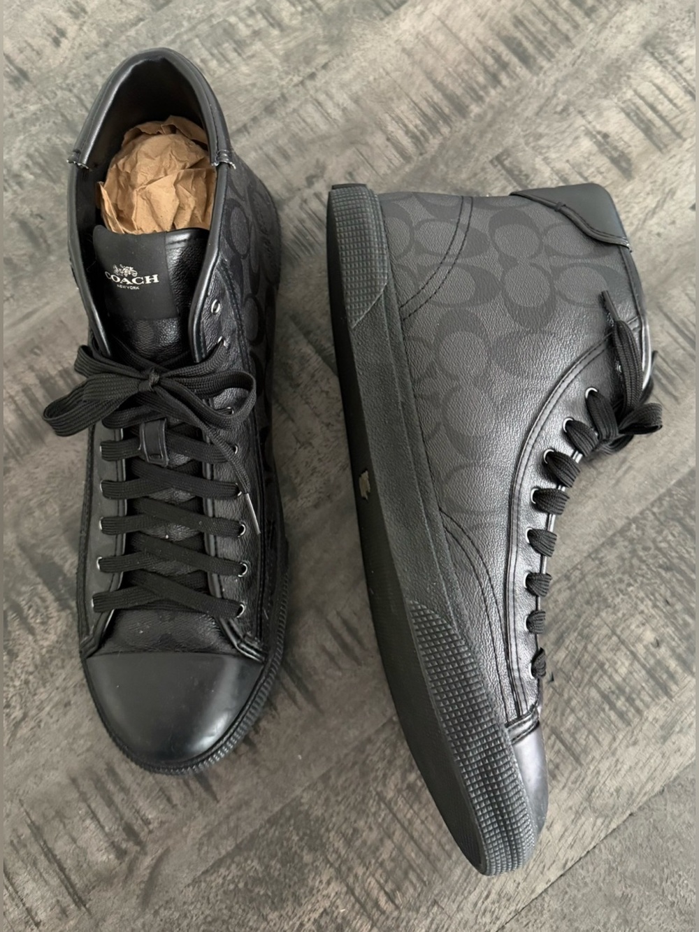 Coach Men's Black Signature High-Top Sneakers